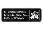 SGN-360 9x3-inch 'Employees Must Wash Hands' Black Information Sign, Spanish