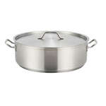 SSLB-25, 25-Quart 5.9-Inch High 17.7-Inch Diameter Stainless Steel Brazier Pan with Lid, NSF