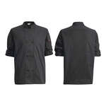 UNF-12KS, Black Ventilated Chef Jacket with Roll-Tab Sleeves and Tapered Fit, Small