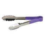 UTPH-9P, 9-Inch Stainless Steel Utility Tong with Purple Handle, Allergen Free