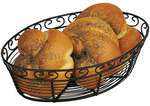 WBKG-10O, 10-Inch Oval Black Metal Wire Bread Basket