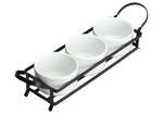 Winco WDP014-101, 15 x 3.75-Inch Ardesia Newry Porcelain Trio 8 Oz Sauce Dish Set w/Stand, Bright White, 12/CS (Discontinued)