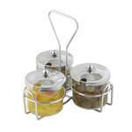 WH-4, Chrome Wire Holder for 3 Condiment Jars