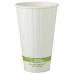 World Centric CU-PA-16D, 16 Oz White Paper Double-Wall Hot Cups, 1000/CS