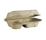 World Centric TO-SC-U34D, 9x6x2.5-Inch 2-Compartment Fiber Hinged Container, 500/CS, ASTM D6400, BPI, USDA