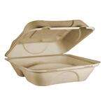World Centric TO-SC-U8TL-LF, 8x8x3-inch Beige Fiber PLA Lined 3-Compartment Clamshells, 300/CS