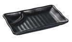 Yanco BP-4010 10x5.5-Inch Black Pearl Melamine 2-Compartment Rectangular Plate, 24/CS