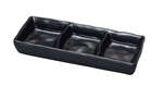 Yanco BP-4033 7x2.5-Inch Black Pearl Melamine Triple Sauce Dish, 48/CS