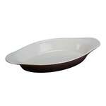 Yanco CO-8-B 8 Oz 8.5x4.25x1.125-Inch Porcelain Welsh Rabbit Oval White/Brown Dish, 36/CS