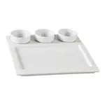 Yanco ML-810 3 Oz Each 10-Inch Mainland Porcelain Square White Compartment With Three 2.75-Inch Round White Dish, DZ