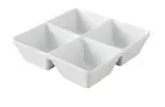 Yanco ML-814 6 Oz Each 7-Inch Mainland Porcelain Square White Four Divided Bowl, 24/CS