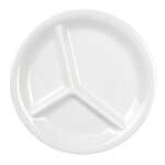 Yanco MS-710WT 10-Inch Milestone Melamine Round White 3-Compartment Plate, 24/CS