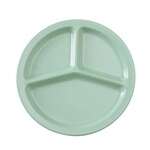 Yanco NS-702G 10-Inch Nessico Melamine Deep Round Green 3-Compartment Plate, 24/CS