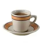 Yanco PR-1Y 6.125-Inch Porto Rico Porcelain Round White Saucer w\Yellow Rim, 36/CS