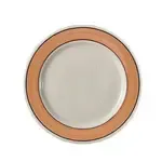 Yanco PR-34Y 9.375-Inch Porto Rico Porcelain Round White Platter w\Yellow Rim, 24/CS