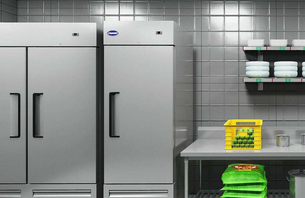 reach in refrigerator glass door